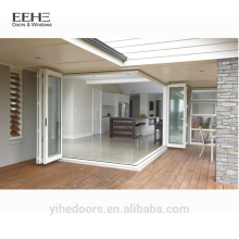 Precio de aluminio bifold puerta de vidrio moderno